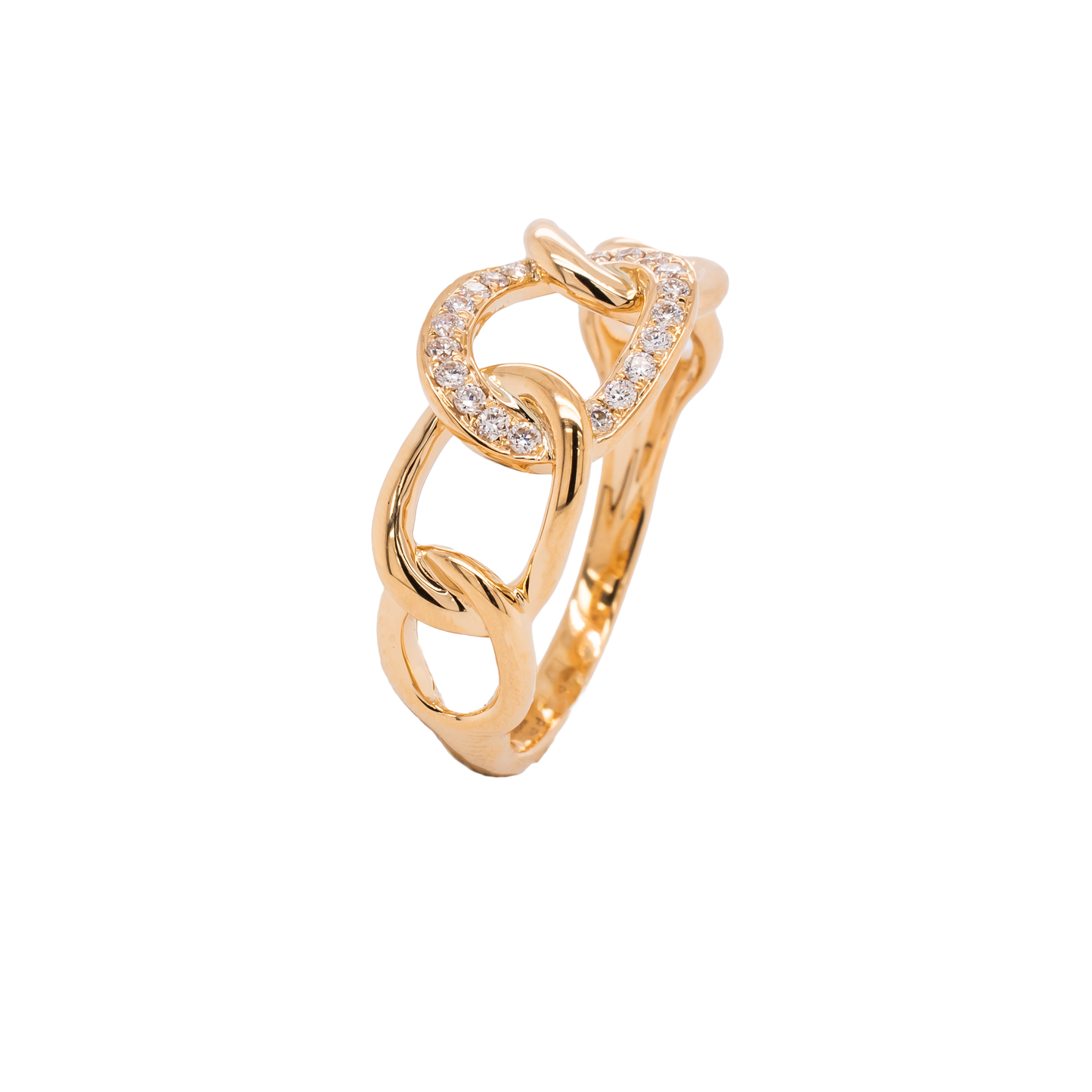 18K Diamond Chain Link Ring