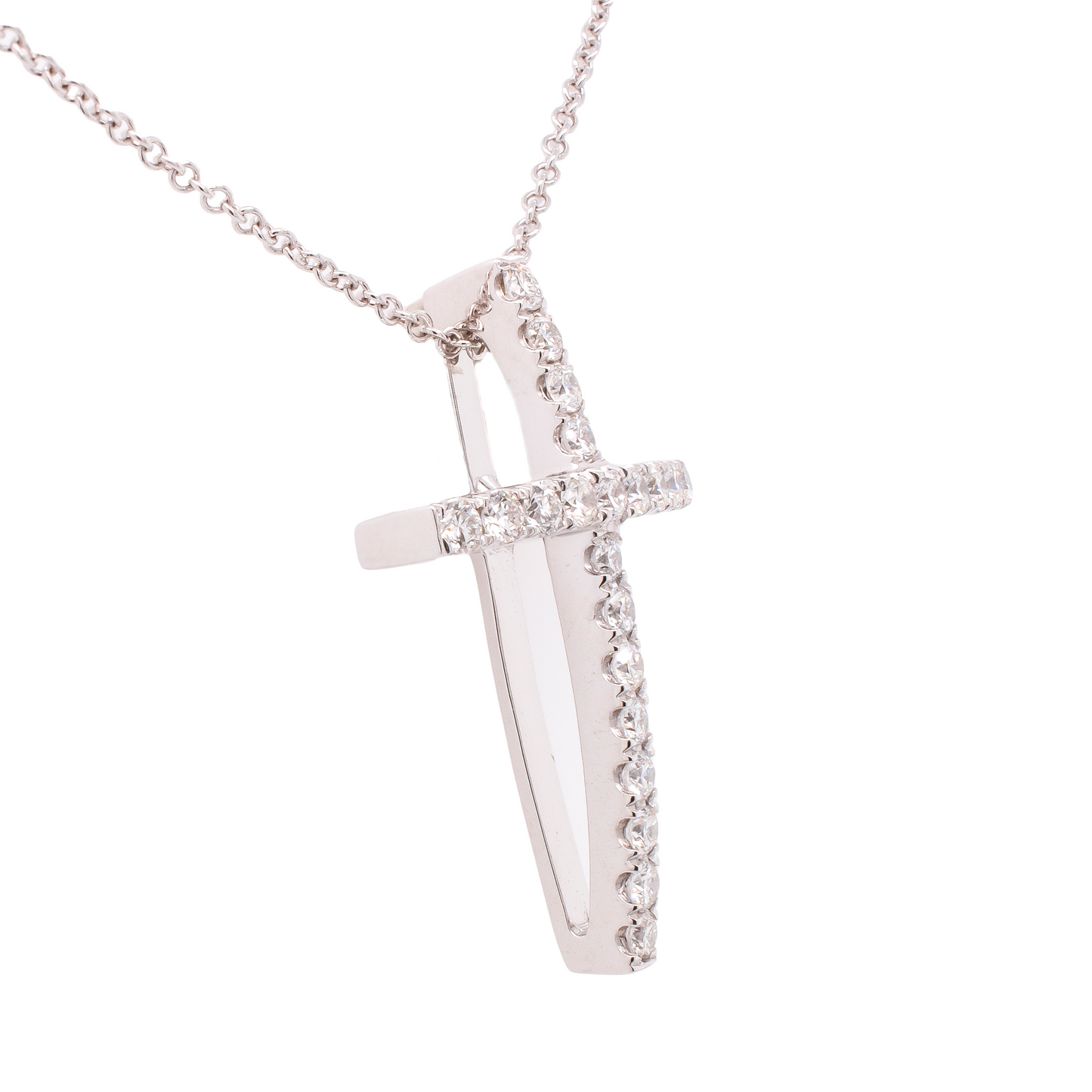 3D Diamond Cross Pendant Necklace