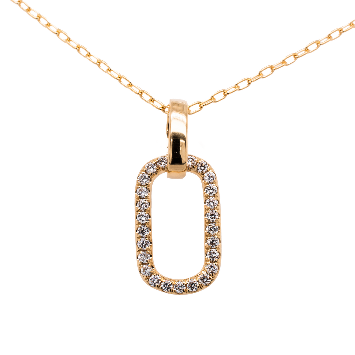 18K Open Paperclip Pendant Necklace