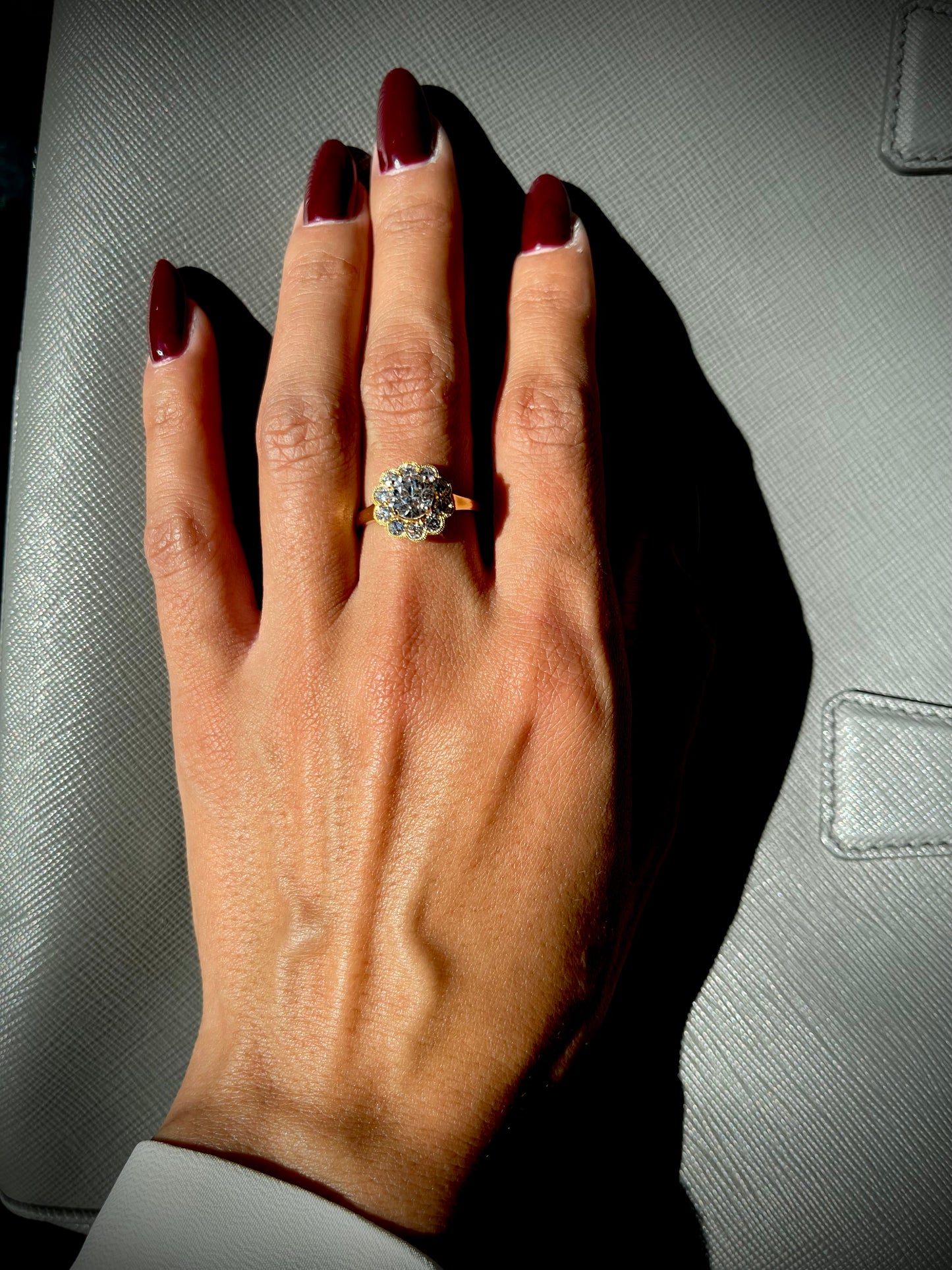 18k Gold Victorian style European Cut Diamond Ring