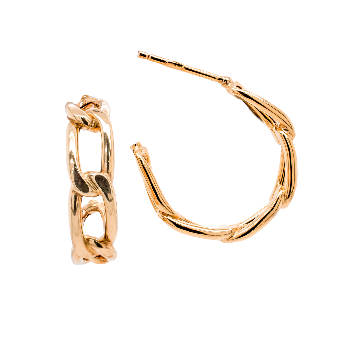 Polished Link Hoop Earrings