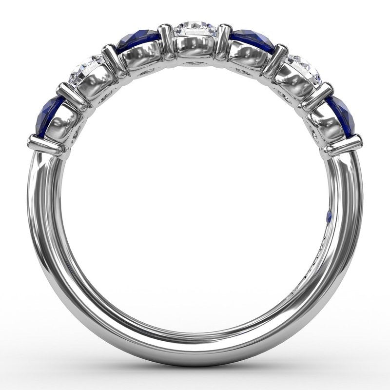 Diamond & Sapphire Half Eternity Band Ring 1.48ct