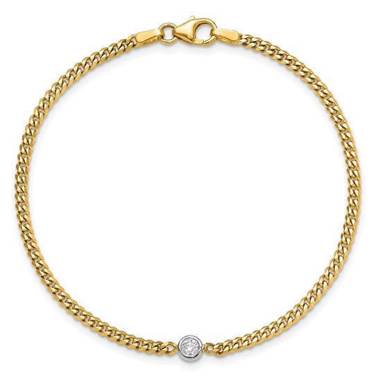 Diamond Yellow Gold Curb Chain Bracelet