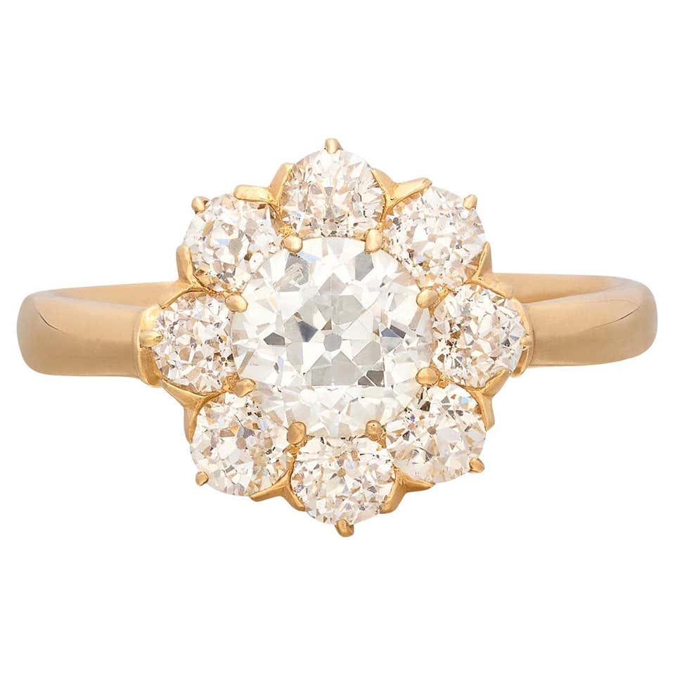 18k Gold Victorian style European Cut Diamond Ring
