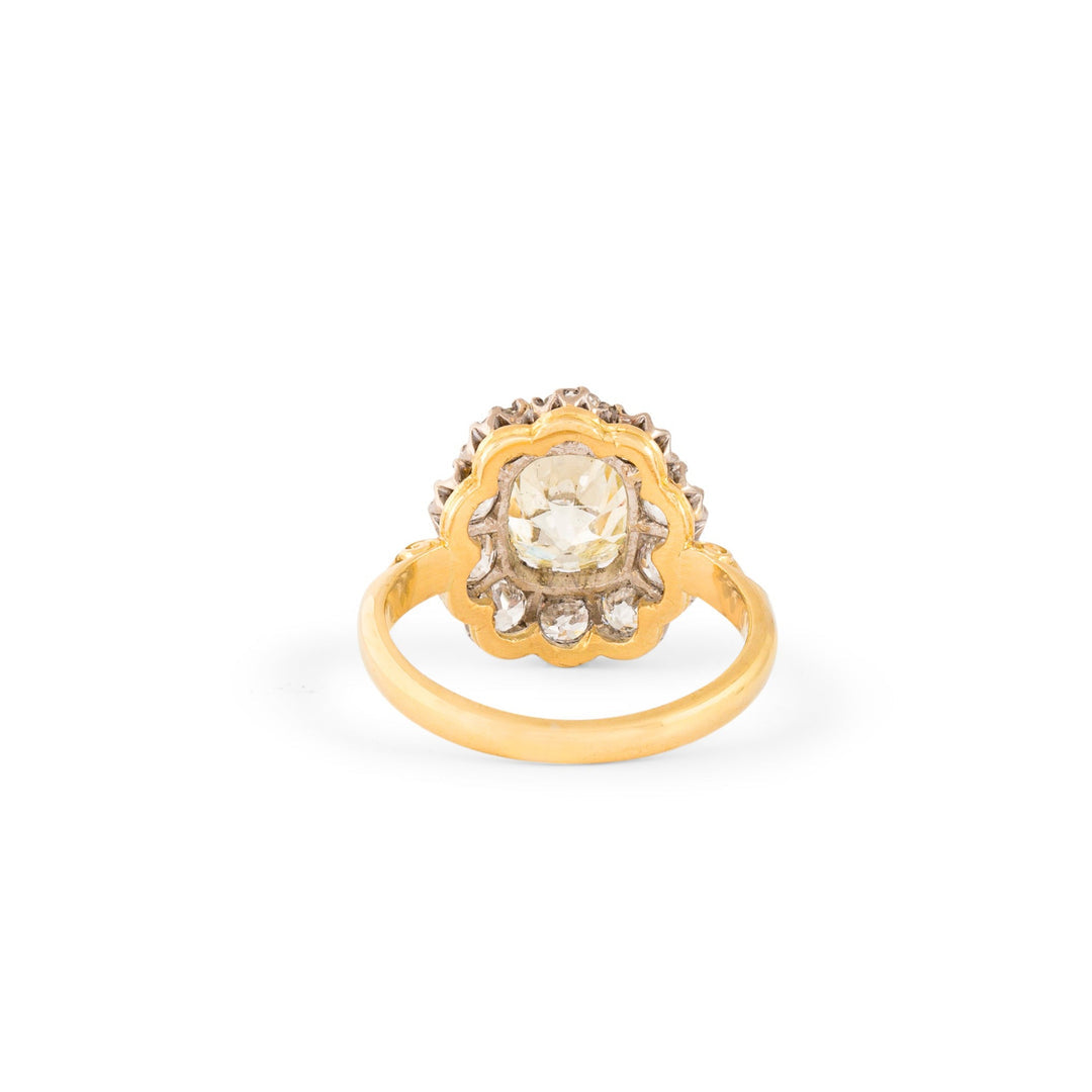 18k Gold Victorian style European Cut Diamond Ring