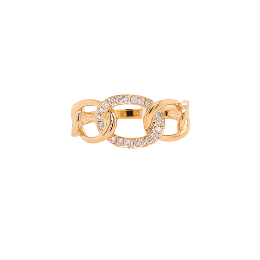 18K Diamond Chain Link Ring