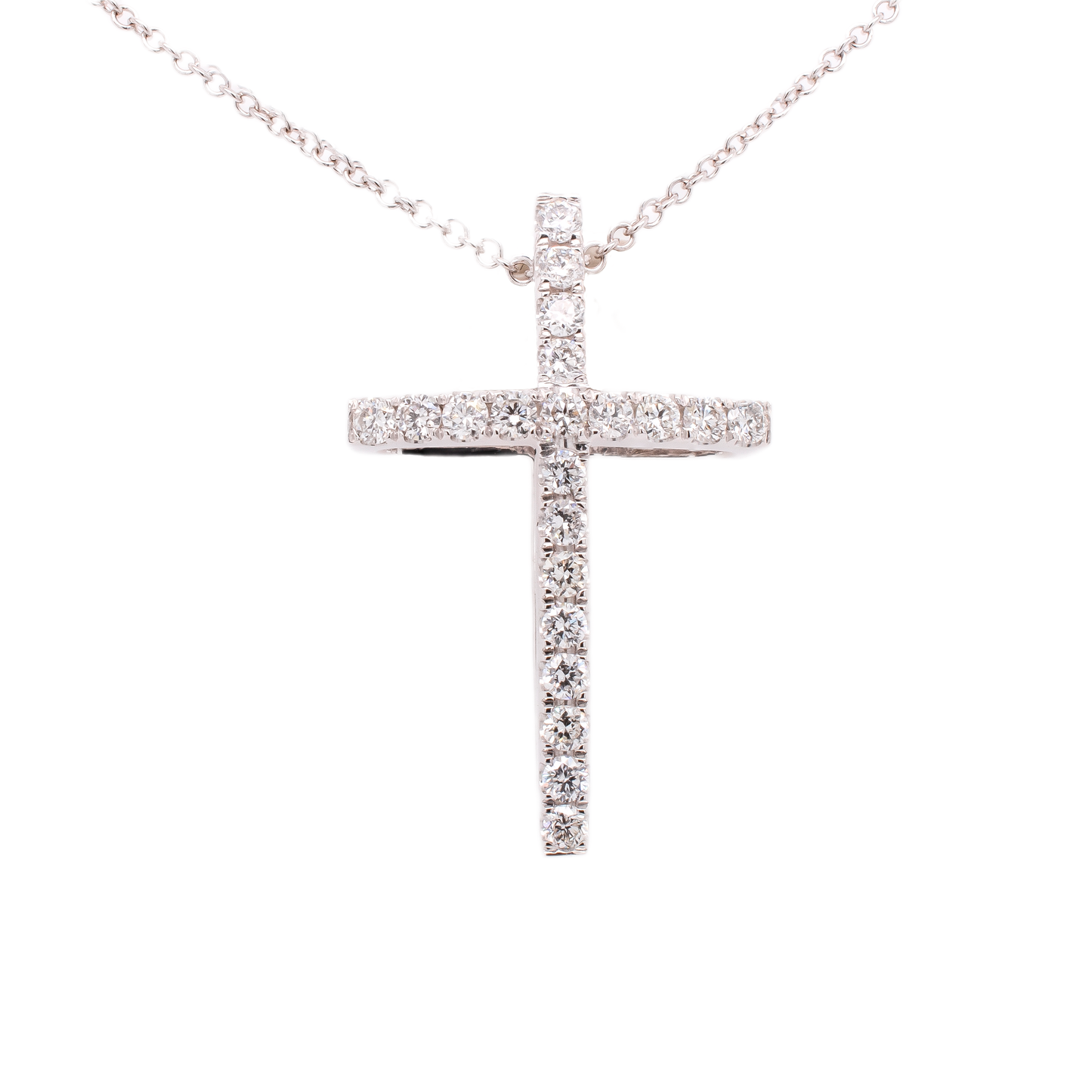3D Diamond Cross Pendant Necklace