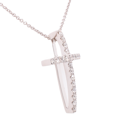 3D Diamond Cross Pendant Necklace