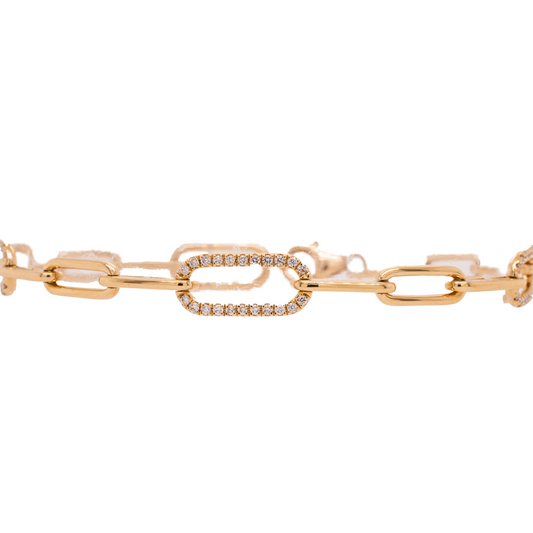 18K Diamond Paperclip Bracelet