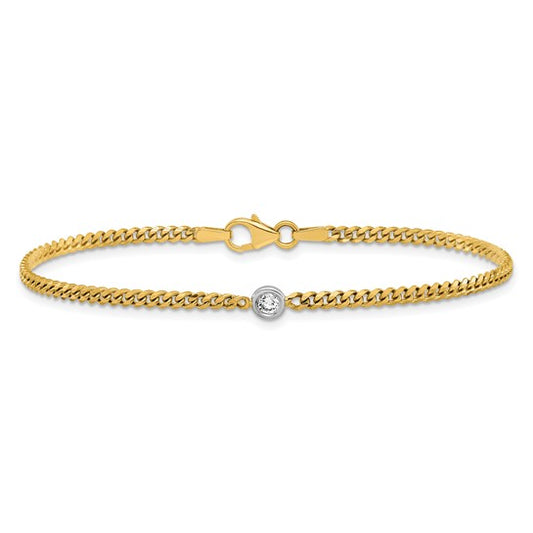 Diamond Yellow Gold Curb Chain Bracelet