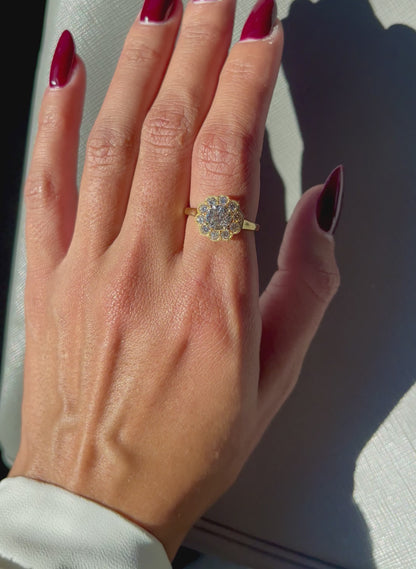 18k Gold Victorian style European Cut Diamond Ring